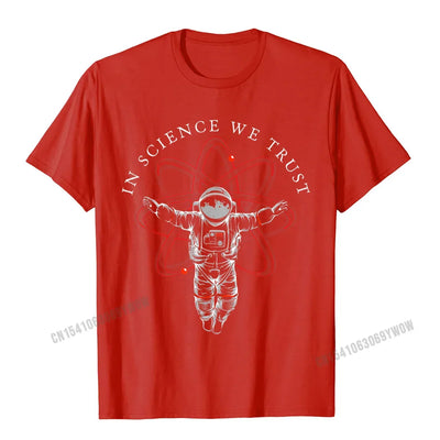 Atheist Shirt In Science We Trust Astronaut Humanist T-Shirt Camisas Men Cotton Tees Hip Hop New Design Casual Tshirts
