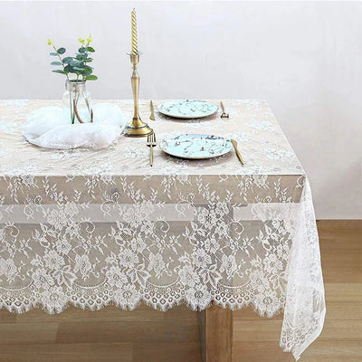 300*150CM White Lace Fabric For Table Cover Lace Decorative Tablecloth Dining Cloth Textile Wedding Party Home Decor