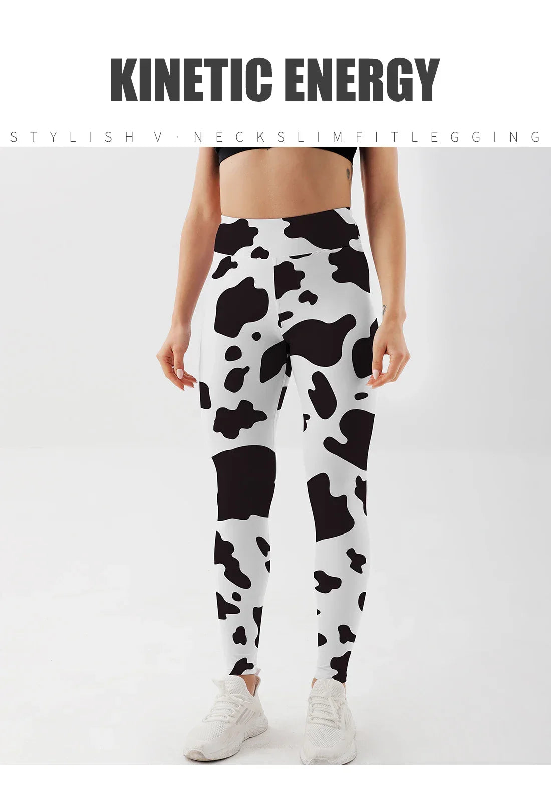 Women Cow Black Printed Leggings