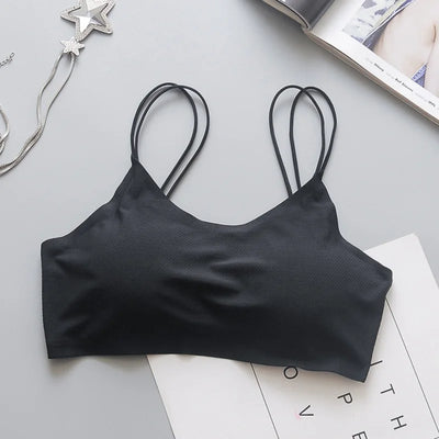 Gathered camisole women's top streetwear Seamless Sexy Tube Top ice silk anti-glare tube top wrap bra underwear