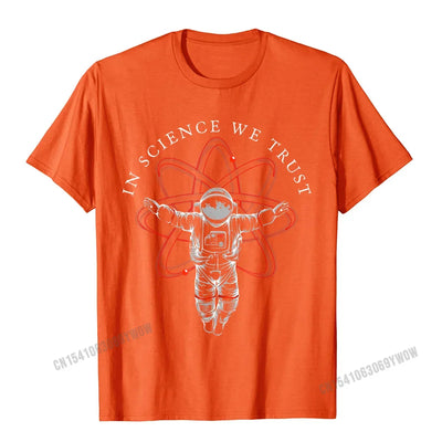 Atheist Shirt In Science We Trust Astronaut Humanist T-Shirt Camisas Men Cotton Tees Hip Hop New Design Casual Tshirts