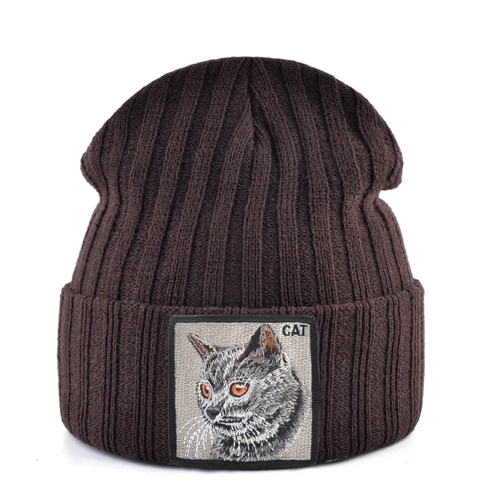 Women's Fashion Beanies Hat Solid Color Knitted Wool Skullies With Embroidery Patch Autumn Winter Men's Knit Gorras Bonnet