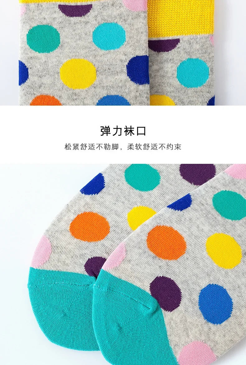 Women Crew Socks Funny Cute Cartoon candy colour dot crew socks Happy Harajuku skateboard Socks sox dropshipping