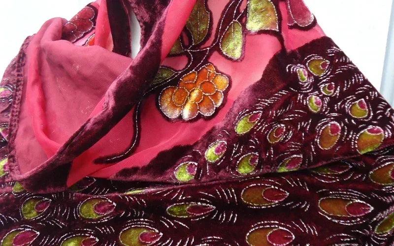 Fashion black peacock velvet scarf women shawl ponchos bandanas