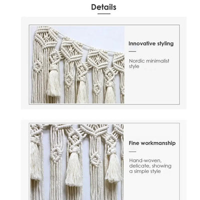 Macrame Wall Hanging Tapestry Home Decor Bohemian Tapestry Wall Art Decor Wedding Background Curtain Decorative Door Curtain