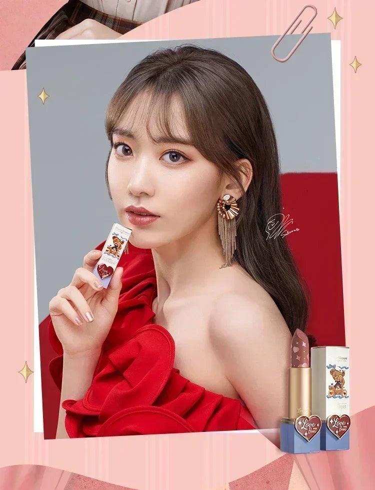 Flower knows love bear series matte moisturizing silky smooth natural lipstick makeup
