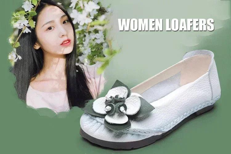 Authentic anti skid slip on leather flat shoes ladies shallow loafers woman comfy soft moccasin