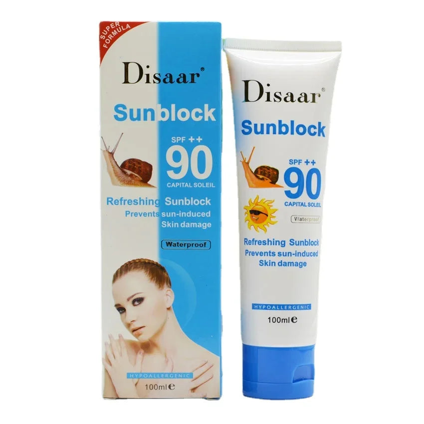 Snail Sunscreen Cream 100ml,Protection Face Cream Disaar Sunblock 90++ Protective Cream Pigmentation SPF