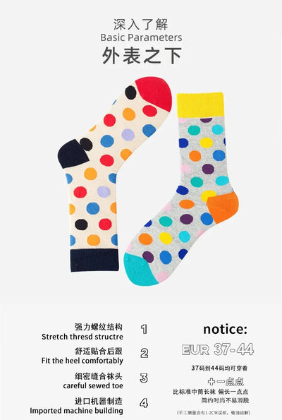 Women Crew Socks Funny Cute Cartoon candy colour dot crew socks Happy Harajuku skateboard Socks sox dropshipping