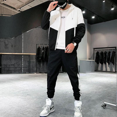 2025 Men Tracksuit Casual Joggers Hooded Sportswear Jackets And Pants 2 Piece Sets Hip Hop Running Sports Suit - Elanique