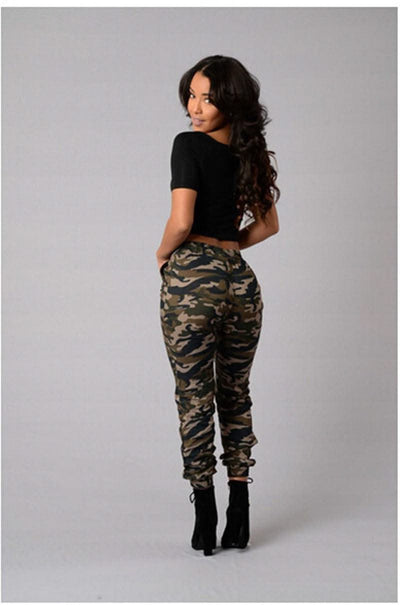 New Women Camo Cargo High Waist Hip Hop Trousers Pants Military Army Combat Camouflage Long Pants Hot Capris Plus Size S-2XL New