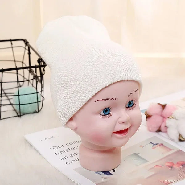 Solid Beanies Hat for Kids Baby Girls Boys Autumn Winter Caps Warm Soft Candy Knitted Bonnet Hats Skullies Toddler Children Cap