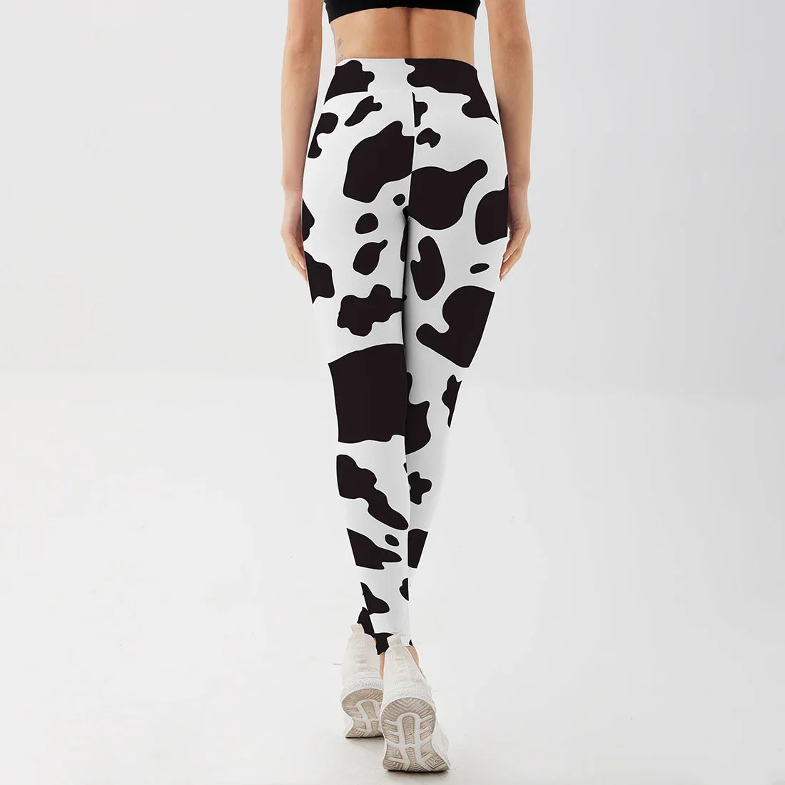 Women Cow Black Printed Leggings
