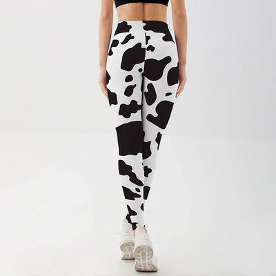 Women Cow Black Printed Leggings