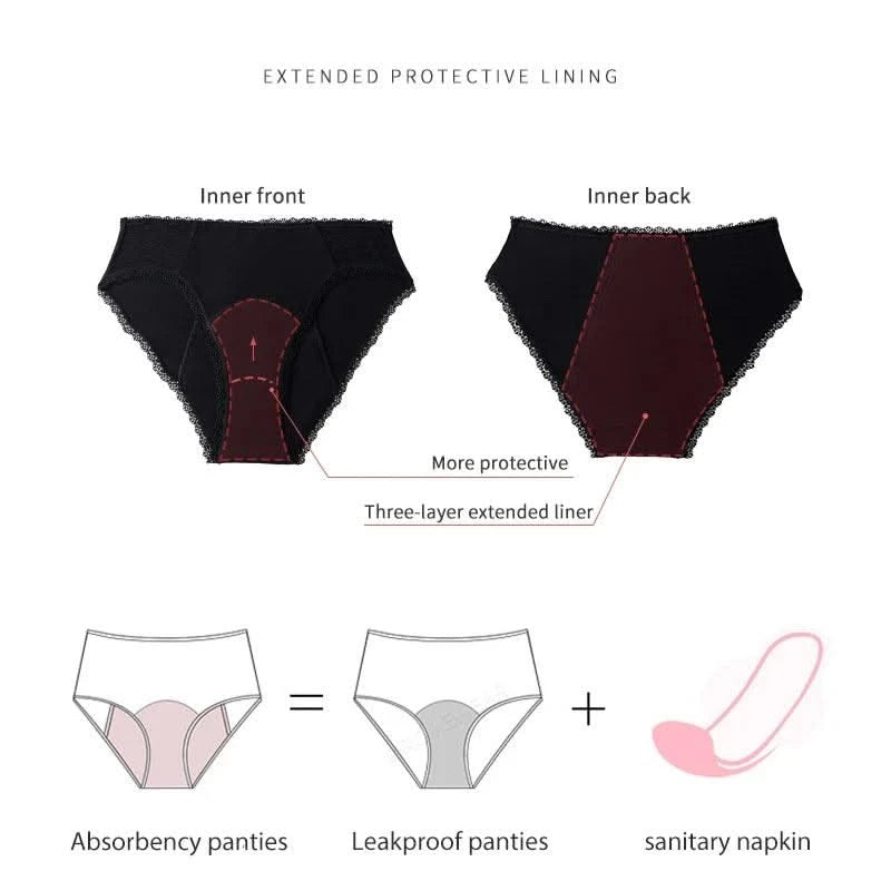 Women Menstrual Period Panties Underwear 4 Layers Plus Size Heavy Flow Absorbency Leakproof Physiological Sanitary Lingerie