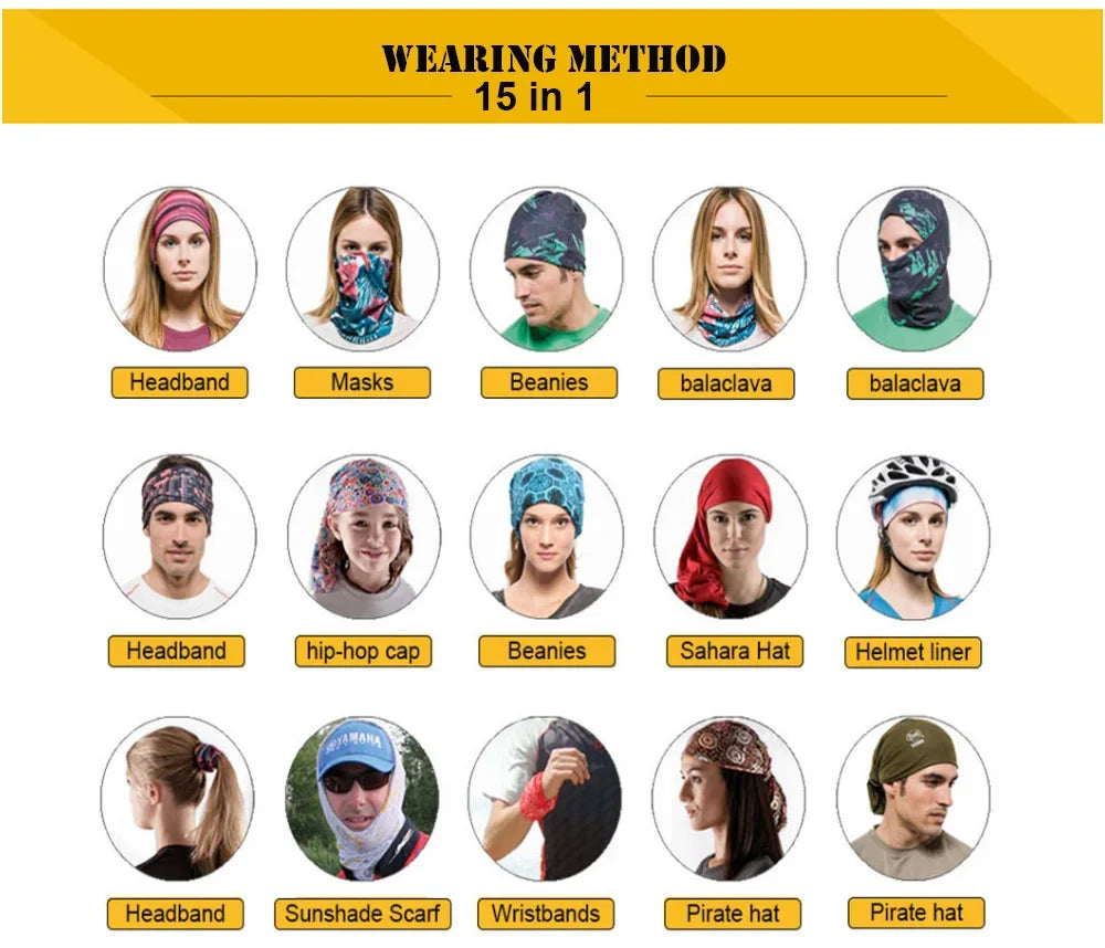 Customized Tube Scarf Seamless Bandana Masks Headband Cycling Caps Neck Gaiter Outdoors Neck Warmer Motorcycle Face Shield 50PCS