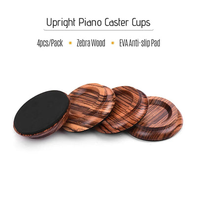 4pcs/Set Upright Piano Caster Cups Coaster Solid Wood with Anti-slip EVA Pad Piano Accessories