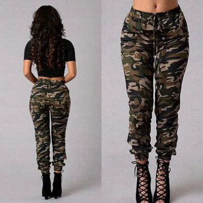 New Women Camo Cargo High Waist Hip Hop Trousers Pants Military Army Combat Camouflage Long Pants Hot Capris Plus Size S-2XL New