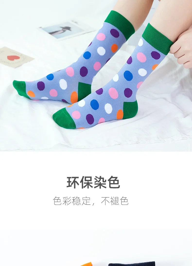 Women Crew Socks Funny Cute Cartoon candy colour dot crew socks Happy Harajuku skateboard Socks sox dropshipping