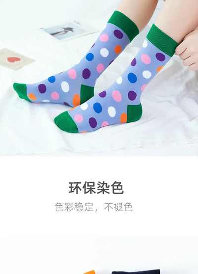 Women Crew Socks Funny Cute Cartoon candy colour dot crew socks Happy Harajuku skateboard Socks sox dropshipping