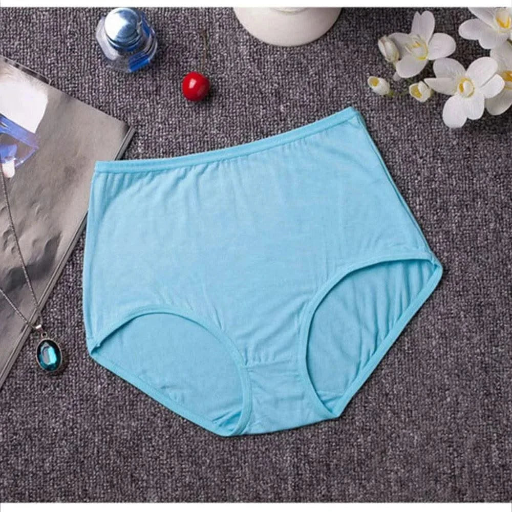 New Soft Women's Bamboo Fiber Panties Sexy Underwear High-Rise Briefs Solid Color Everyday Underpants Ladies Big Size Lingerie