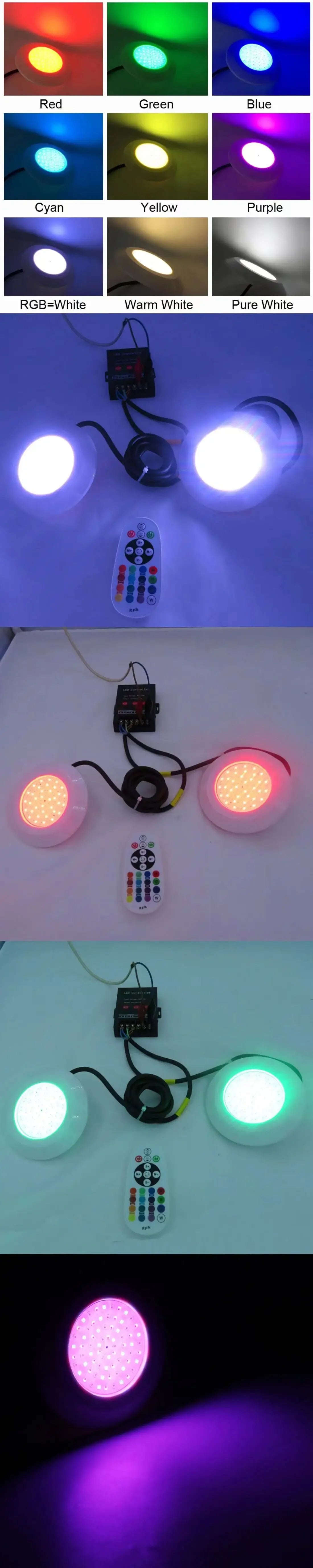 LED Submersible Swimming Pool Lights 12W Multiple Color Resin Filling Underwater Spotlight DC12V Warm White Blue Cold White