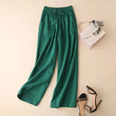 Women Loose Cotton Linen Wide Leg Pants