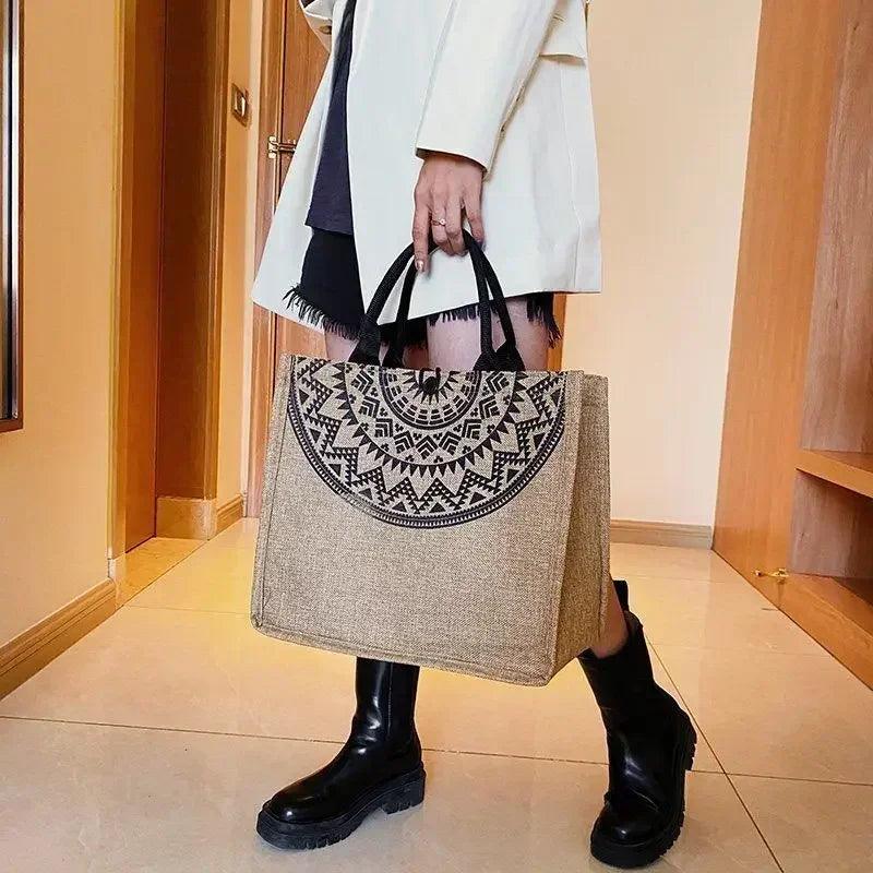 Canvas handbags for women fashion tote beach bags reusable shopping casual large capacity designer shoulder pouch