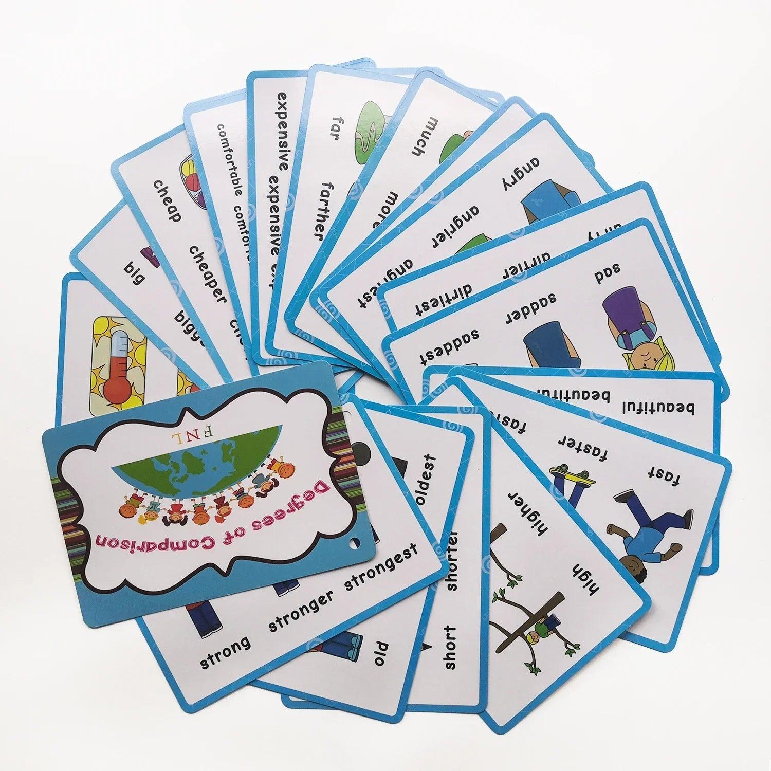 24 groups/set verb tense flash card leaning english word picture cards educational toys for children games classroom
