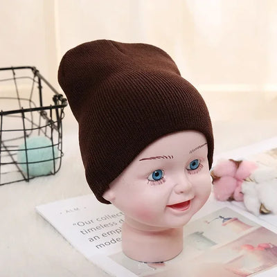 Solid Beanies Hat for Kids Baby Girls Boys Autumn Winter Caps Warm Soft Candy Knitted Bonnet Hats Skullies Toddler Children Cap