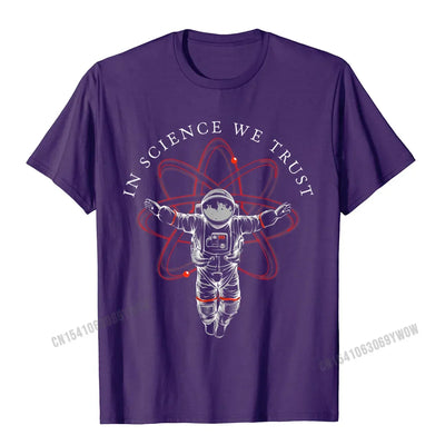 Atheist Shirt In Science We Trust Astronaut Humanist T-Shirt Camisas Men Cotton Tees Hip Hop New Design Casual Tshirts