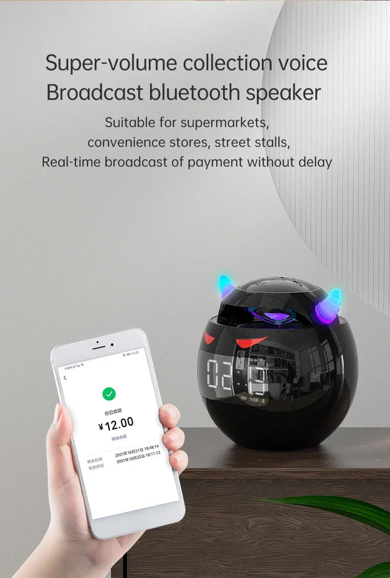 Bluetooth Speaker audio with LED Digital Alarm Clock Music Player Wireless Ball Shape Clock Speaker Mini  Speaker Alarm clock