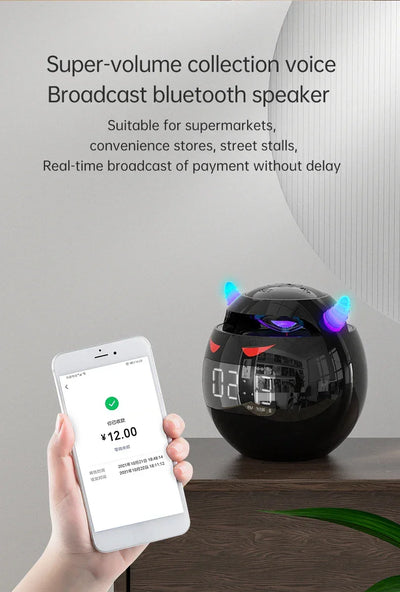 Bluetooth Speaker audio with LED Digital Alarm Clock Music Player Wireless Ball Shape Clock Speaker Mini  Speaker Alarm clock