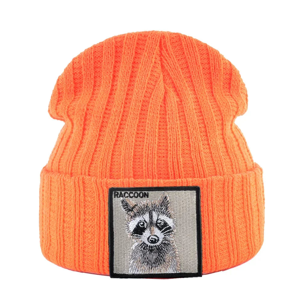 Knitted Beanies Hat Men Women Streetwear Hip Hop Skullies Beanies With Patch Boys Girls Knitting Solid Color Bonnet Hats Cap