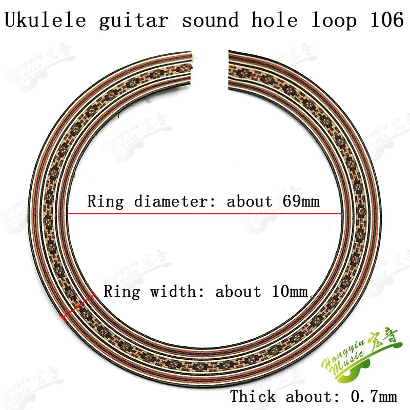 Ukulele Small Four-string Guitar Sound Hole Circle Rosewood Maple Abalone Color Shell Mosaic Caliber Pattern Ukulele Accessories
