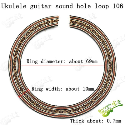 Ukulele Small Four-string Guitar Sound Hole Circle Rosewood Maple Abalone Color Shell Mosaic Caliber Pattern Ukulele Accessories