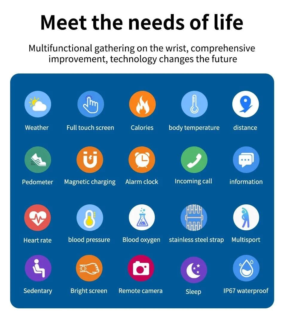 LIGE GPS Sport Track Recording Men Steel Band Smart Watch Body Temperature Activity Sport Fitness SmartWatches  Men Waterproof