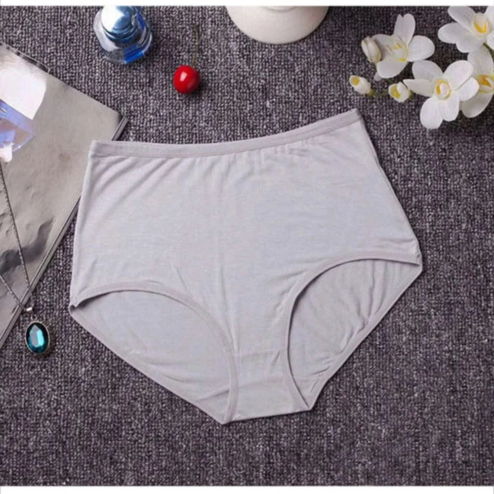 New Soft Women's Bamboo Fiber Panties Sexy Underwear High-Rise Briefs Solid Color Everyday Underpants Ladies Big Size Lingerie