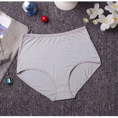 New Soft Women's Bamboo Fiber Panties Sexy Underwear High-Rise Briefs Solid Color Everyday Underpants Ladies Big Size Lingerie