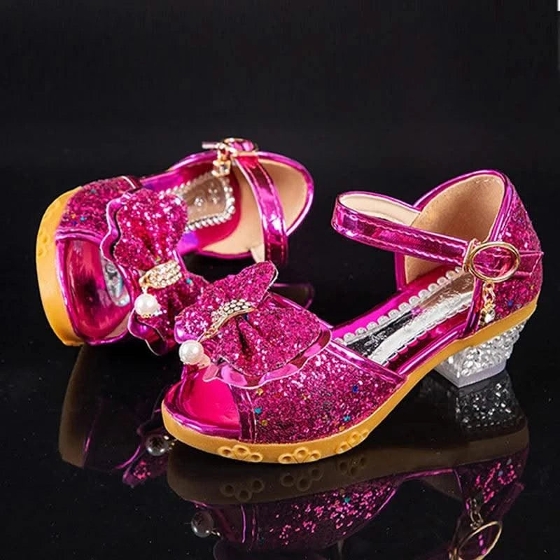Princess Casual Glitter Bowknot High Heel Children's Shoes| Girls Shoes | Fashion | Dance | Party Sandals