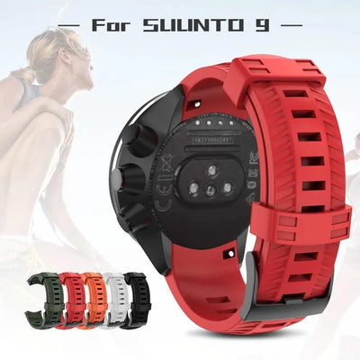 24mm Width Silicone Watch Strap for SUUNTO 9 Baro 24mm Bands Sport Silicone Watchband Replacement for SUUNTO 9 Smartwatches Band
