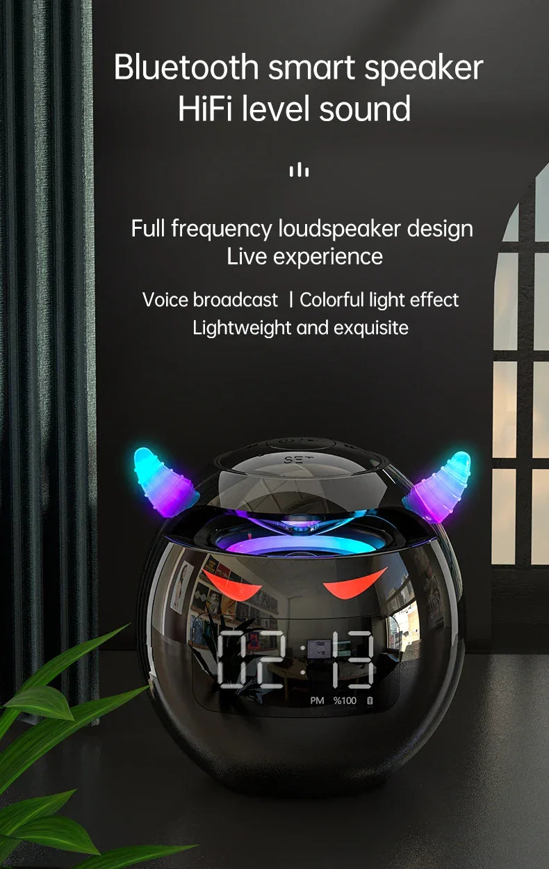 Bluetooth Speaker audio with LED Digital Alarm Clock Music Player Wireless Ball Shape Clock Speaker Mini  Speaker Alarm clock