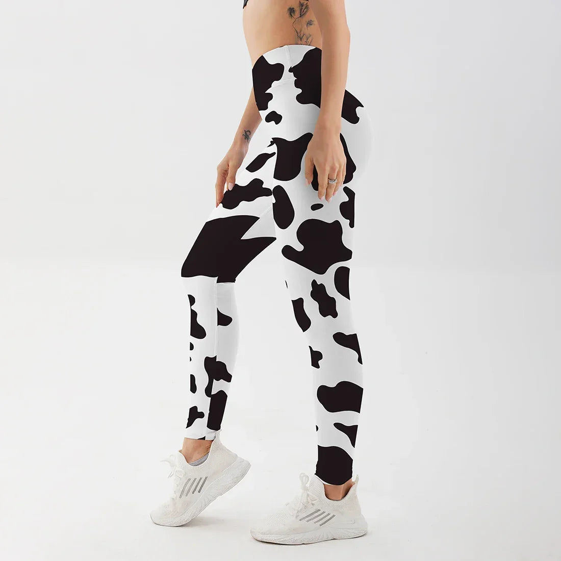 Women Cow Black Printed Leggings