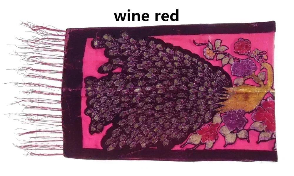 Fashion black peacock velvet scarf women shawl ponchos bandanas
