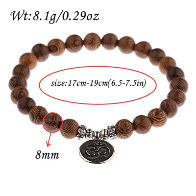 Ethnic Buddhism Lotus Pendant Bracelet Homme Women's Chakra Wood Beaded Bracelet Drop Shipping