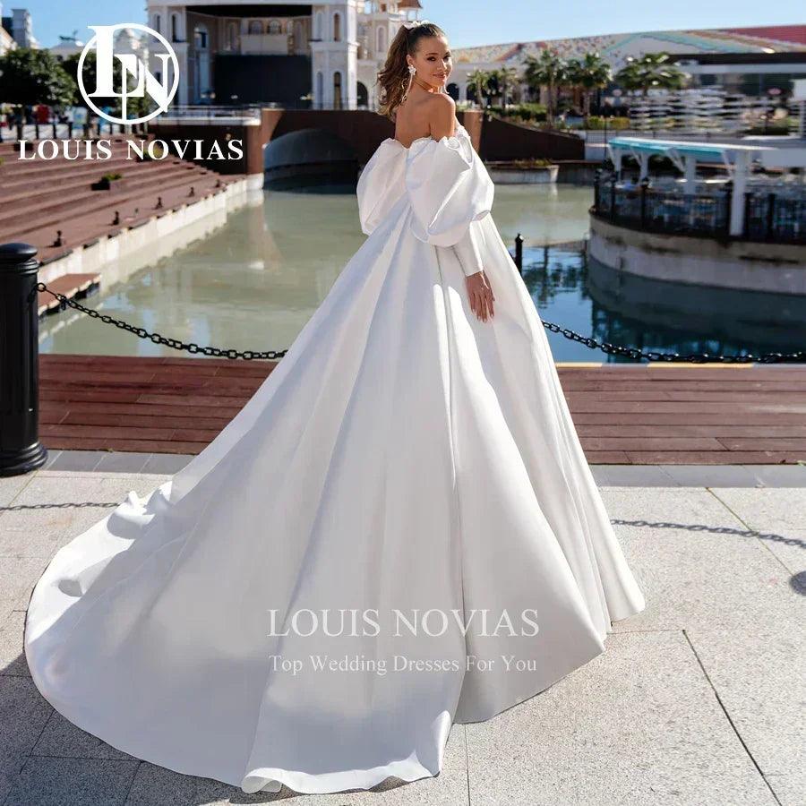Luxury wedding exquisite satin bridal gown