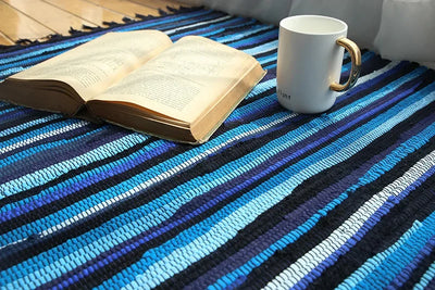 Cotton Cloth Retro Handmade Tassel Rug and Carpet for Home Living Room Tapestry Absorbent Floor Area Mat for Kitchen Boho Decor