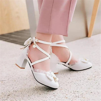 Kids Fashion Bowknot Thick High Heel Shoes | Children's Party Shoes| Fancy Dress Shoes for Girls