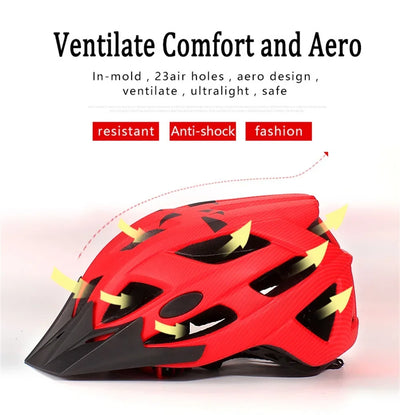 NEW Ultralight Bicycles Helmets Men Mountain Bike Helmet Integ-mold MTB Helmet With led Warning light Cycling Safely Cascos