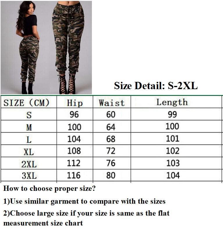 New Women Camo Cargo High Waist Hip Hop Trousers Pants Military Army Combat Camouflage Long Pants Hot Capris Plus Size S-2XL New